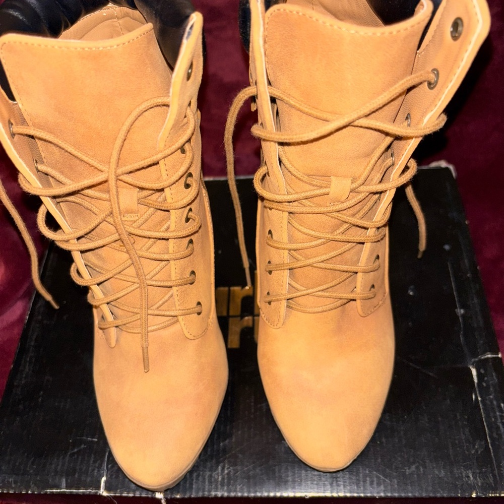 Charlotte Russe Tan Lace-Up Women's Boots